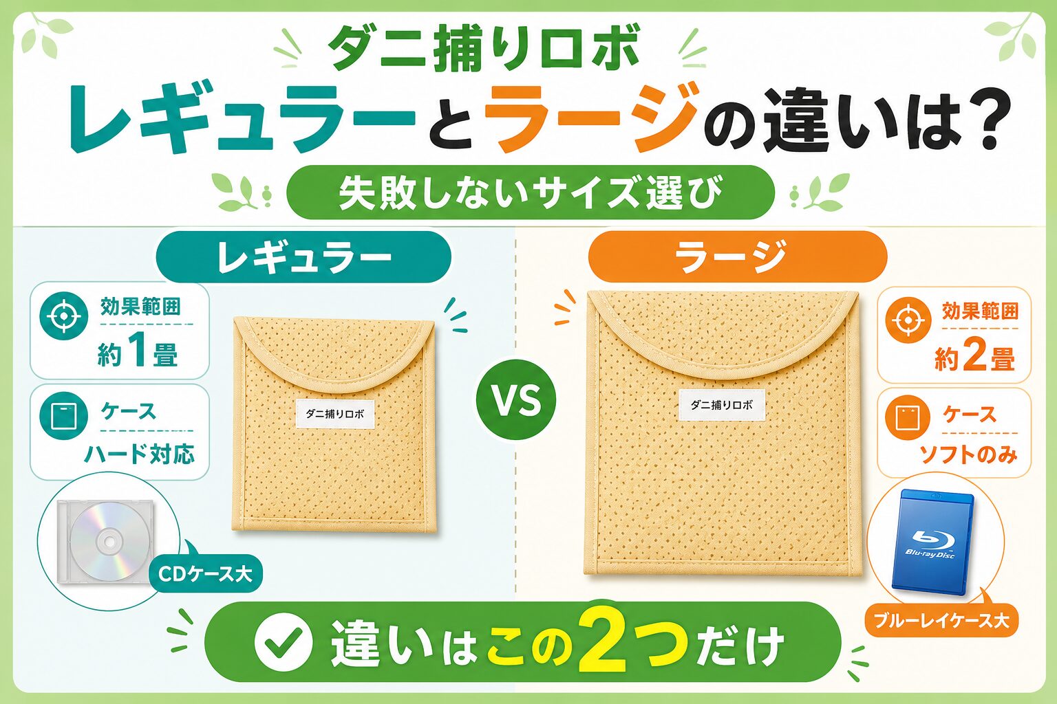 ダニ捕りロボのレギュラーとラージの違い
