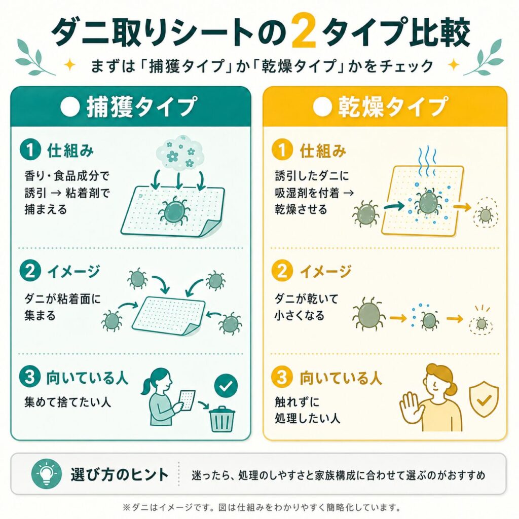 捕獲タイプと乾燥タイプの違いを示す図解